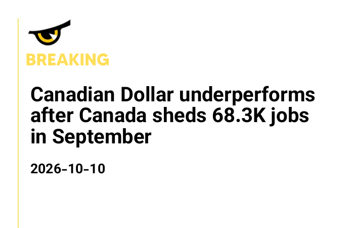 Canadian Dollar underperforms after Canada sheds 68.3K jobs in September