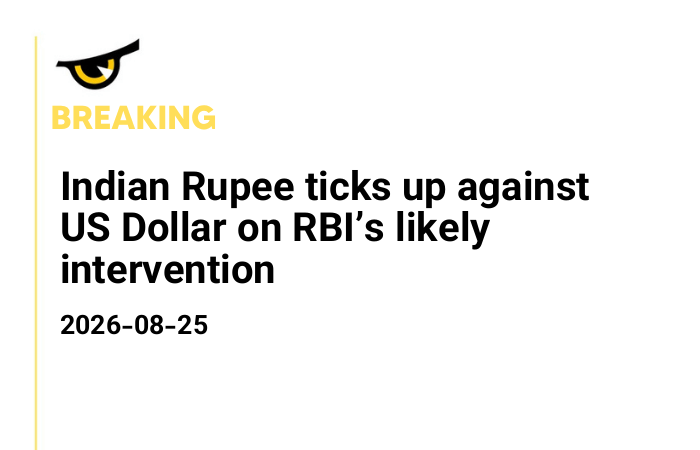 Indian Rupee ticks up against US Dollar on RBI’s likely intervention